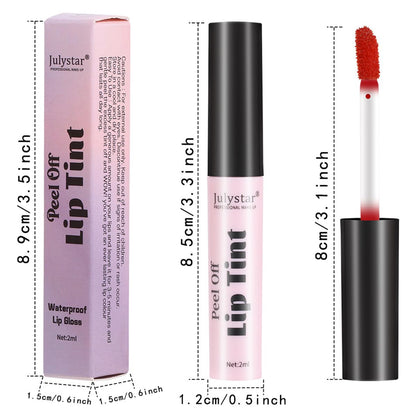 3 Colors Peel off Lip Stain Set,Tattoo Magic Color Matte Nude Lip Gloss Lip Tint,Long Lasting Waterproof Peel off Lip Liner,Nonstick Cup Liquid Lipstick Lip Stain for Women Girls